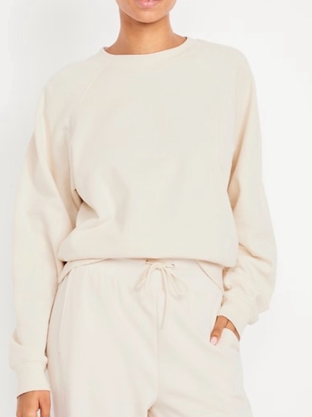 OLD NAVY OFF-WHITE IVORY LONG SLEEVE CREWNECK PULLOVER SWEATSHIRT LARGE PETITE